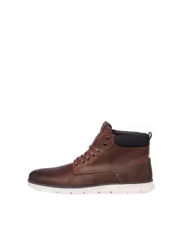 JACK & JONES Cognac Leather Boots Men Brown