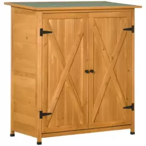 Outsunny Wood Garden Storage Shed Tool Cabinet Organizer W/ Shelves Natural