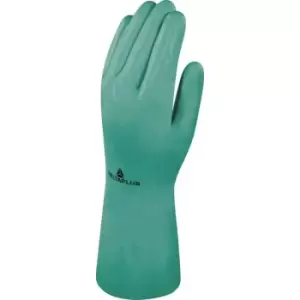 VE801 Cotton Flock Nitrile Synthetic Safety Gloves Green - Size 10 - Delta Plus