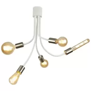 Luminosa Lighting - Flexible Semi Flush Ceiling 5 Light E27 Satin White, Satin Nickel