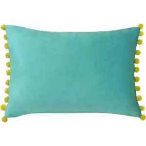 Paoletti - Fiesta Velvet Cushion Teal/Bamboo - Teal/Bamboo