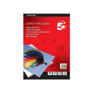 5 Star Inkjet Paper Matt 165gsm A4 White 100 Sheets