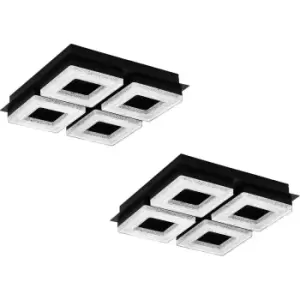 2 PACK Wall Flush Ceiling Light Black Shade Black Clear Plastic Crystal LED 4x4W