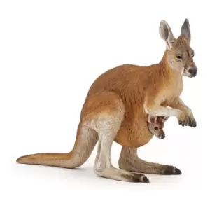 PAPO Wild Animal Kingdom Kangaroo with Joey Toy Figure, Three Years or Above, Brown (50188)