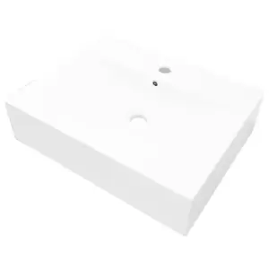 VidaXL Rectangular Ceramic Basin Sink with Faucet Hole - White