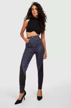 High Waisted Contrast Contour Skinny Jeans