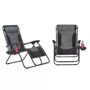 Neo Pair XL Grey Zero Gravity Loungers - Garden & Outdoor