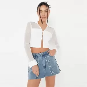 Missguided Mesh Panel Shirt - White