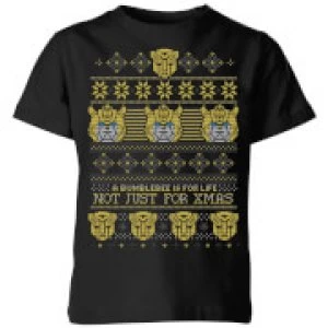 Bumblebee Classic Ugly Knit Kids Christmas T-Shirt - Black - 11-12 Years