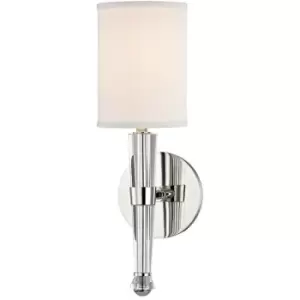 Volta 1 Light Wall Sconce Polished Nickel, Linen