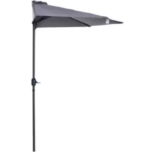 Half Parasol Aluminium Frame Crank (3m, Grey)-- NO BASE INCLUDED - Outsunny