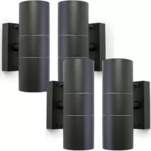 4 PACK GU10 Anthracite Up & Down Wall Lights Outdoor Twin Dimming Lamp Fitting