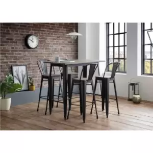 Solid Elm Bar Table with 4 Matching Stools - Grafton