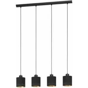 Pendant Ceiling Light Colour Black Shade Black Gold Fabric Bulb E27 4x28W