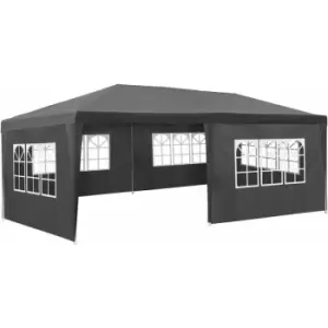 Gazebo 6x3m with 5 side panels - garden gazebo, gazebo with sides, camping gazebo - grey - grey