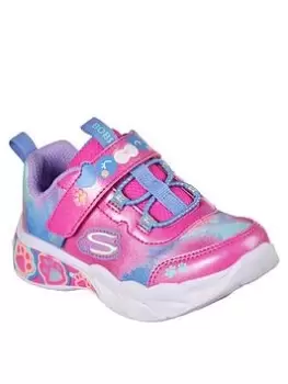 Skechers PRETTY PAWS LIGHT UP TODDLER GIRLS TRAINERS, Pink, Size 4 Younger