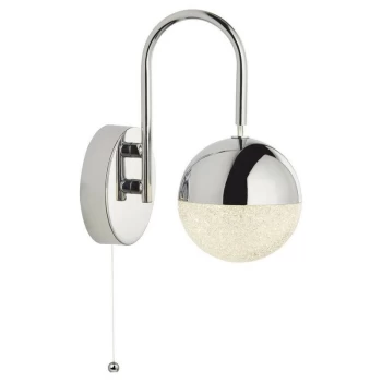 Searchlight MARBLES - Wall Light with Pull Switch - Chrome with Crystal Sand