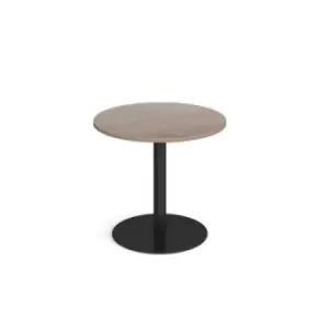 Monza circular dining table with flat round Black base 800mm - barcelona walnut