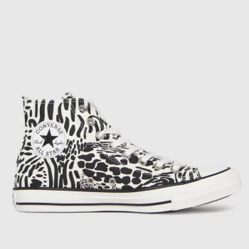 Converse White & Black Jungle Art Hi Trainers