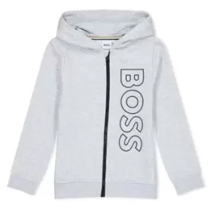 Boss Large Logo Zip Hoodie - Grey