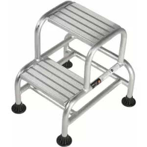 Loops - 500mm Tall Stable Steps Sturdy Aluminium Frame 500mm Wide 2 Tread Step Ladder