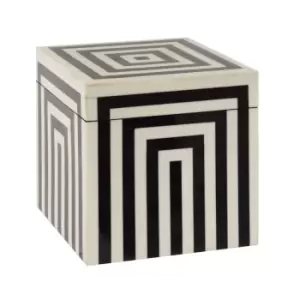 Interiors By Ph Medium Square Black Stripe Trinket Box