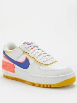 Nike Air Force 1 Shadow - White/Blue/Yellow, White/Blue/Yellow, Size 6, Women