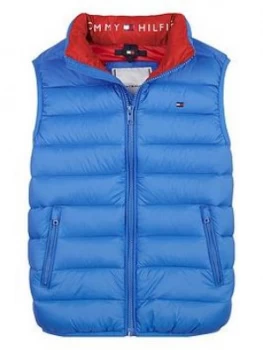 Tommy Hilfiger Boys Light Down Padded Gilet, Blue, Size Age: 16 Years