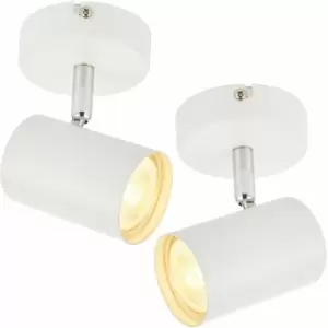 Loops - 2x LED Adjustable Ceiling Spotlights Matt White Single GU10 Dimmable Downlight