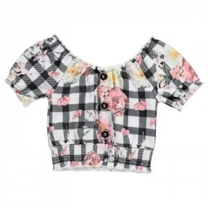 Firetrap Check Crop Top Junior Girls - Check Floral