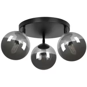 Emibig Tofi Black Globe Ceiling Light with Graphite Glass Shades, 3x E14