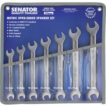 Senator - 6-19MM Ch/V Open Ended Spanner Set - 7 Pieces