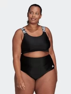 adidas Sh3.ro Branded Bikini Top (plus Size), Black/White, Size 2X, Women