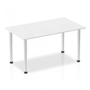 Impulse 1400mm Straight Table White Top Chrome Post Leg