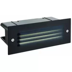 Loops - IP44 LED Full Brick Light Textured Black & Louvre Slotted Grill 3.5W Cool White