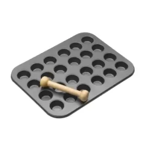 MasterClass Non Stick 24 Cup Mini Tart Tin with Tamper 35cm x 27cm Grey