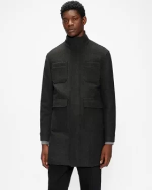 Funnel Neck Coat With Pockets