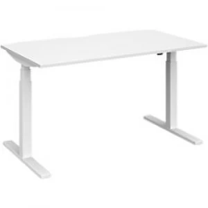 Elev8 Rectangular Sit Stand Single Desk with White Melamine Top and White Frame 2 Legs Touch 1400 x 800 x 675 - 1300 mm