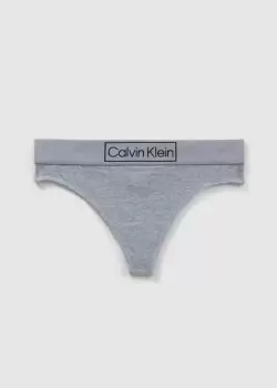 Calvin Klein Womens Underwear Reimagined Heritage Mid Rise Thong In Heather Grey