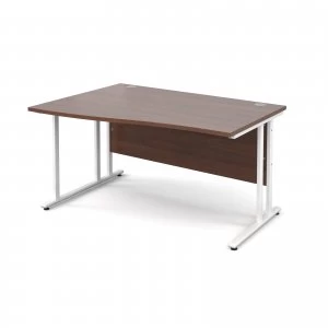 Maestro 25 WL Left Hand Wave Desk 1400mm - White Cantilever Frame wal