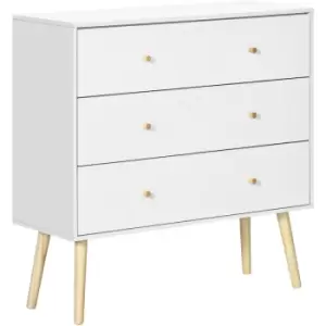 Chest of Drawers, 3 Drawer Unit Storage Cabinet Bedroom Living Room - White - Homcom