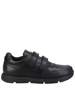 Hush Puppies Lucas Snr School Shoe - Black, Size 4 Older