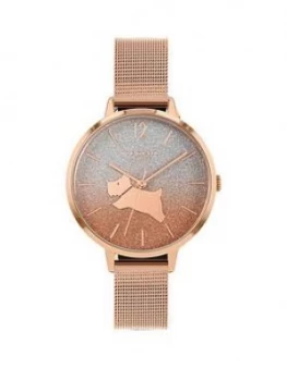 Radley Gold Glitter Dial Gold Stainless Steel Mesh Strap Ladies Watch