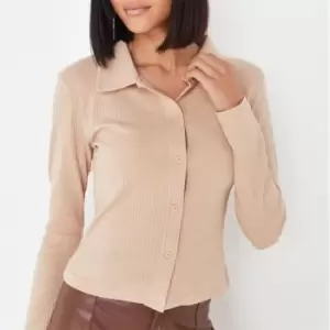 Missguided Tall Rib Shirt - Beige