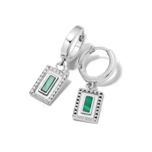 Daisy London 925 Sterling Silver Malachite Ridge Palm Drop Earrings Sterling Silver