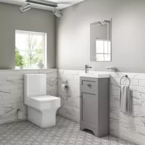 Baxenden Cloakroom Toilet Suite with Grey Floorstanding Vanity Unit and Basin