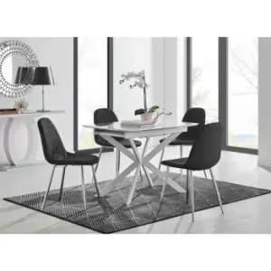 Furniture Box LIRA 100 Extending Dining Table and 4 Black Corona Silver Leg Chairs