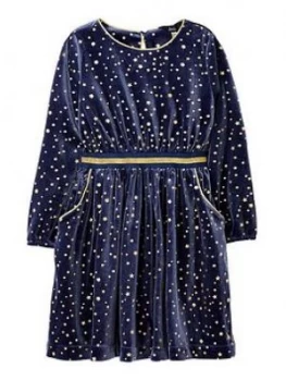 Joules Girls Twil Velvet Stars Dress - Navy, Size 3 Years, Women