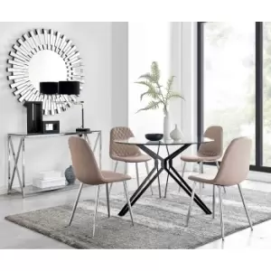 Furniture Box Cascina Dining Table and 4 Cappuccino Corona Silver Leg Chairs