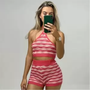 I Saw It First Stripe Crochet Shorts - Pink